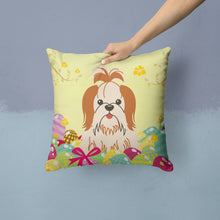 Load image into Gallery viewer, Easter Eggs Shih Tzu Red White Throw Pillow - 14x14 Decorative Pillow – Art for Your Home &amp; Patio BB6087PW1414