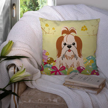 Load image into Gallery viewer, Easter Eggs Shih Tzu Red White Throw Pillow - 14x14 Decorative Pillow – Art for Your Home &amp; Patio BB6087PW1414