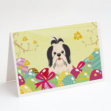 Load image into Gallery viewer, Easter Eggs Shih Tzu Black White Greeting Cards -  Blank Note Cards – 8-Pack of Artist-Designed Cards with Envelopes