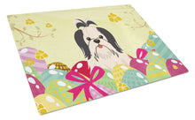 Load image into Gallery viewer, Easter Eggs Shih Tzu Black White Glass Cutting Boards – Durable, Decorative Kitchen Art Large BB6088LCB