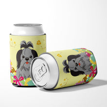 Load image into Gallery viewer, Easter Eggs Shih Tzu Black Silver Can or Bottle Hugger BB6089CC