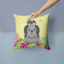 Load image into Gallery viewer, Easter Eggs Shih Tzu Black Silver Throw Pillow - 14x14 Decorative Pillow – Art for Your Home &amp; Patio BB6089PW1414