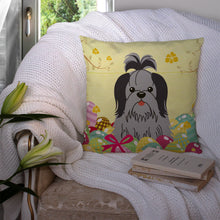 Load image into Gallery viewer, Easter Eggs Shih Tzu Black Silver Throw Pillow - 14x14 Decorative Pillow – Art for Your Home &amp; Patio BB6089PW1414