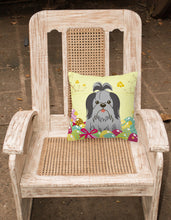 Load image into Gallery viewer, Easter Eggs Shih Tzu Black Silver Fabric Decorative Pillow BB6089PW1818