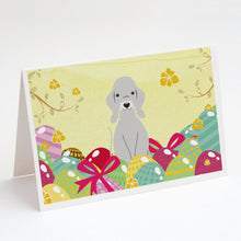 Load image into Gallery viewer, Easter Eggs Bedlington Terrier Blue Greeting Cards -  Blank Note Cards – 8-Pack of Artist-Designed Cards with Envelopes