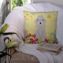 Load image into Gallery viewer, Easter Eggs Bedlington Terrier Blue Throw Pillow - 14x14 Decorative Pillow – Art for Your Home &amp; Patio BB6090PW1414