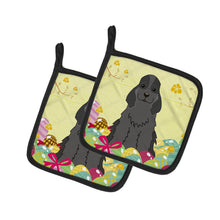Load image into Gallery viewer, Easter Eggs Cocker Spaniel Black Pot Holders - Set of 2 - Heat-Resistant Kitchen Essentials BB6092PTHD