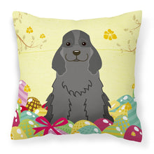 Load image into Gallery viewer, Easter Eggs Cocker Spaniel Black Fabric Decorative Pillow BB6092PW1818