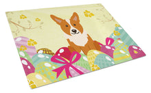 Load image into Gallery viewer, Easter Eggs Corgi Glass Cutting Boards – Durable, Decorative Kitchen Art Large BB6100LCB