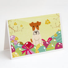 Load image into Gallery viewer, Easter Eggs Wire Fox Terrier Greeting Cards -  Blank Note Cards – 8-Pack of Artist-Designed Cards with Envelopes