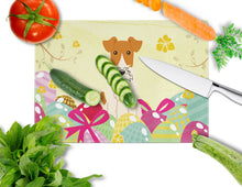 Load image into Gallery viewer, Easter Eggs Wire Fox Terrier Glass Cutting Boards – Durable, Decorative Kitchen Art Large BB6101LCB