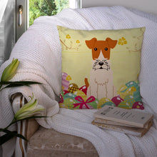 Load image into Gallery viewer, Easter Eggs Wire Fox Terrier Throw Pillow - 14x14 Decorative Pillow – Art for Your Home &amp; Patio BB6101PW1414