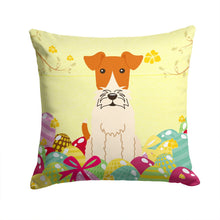 Load image into Gallery viewer, Easter Eggs Wire Fox Terrier Throw Pillow - 14x14 Decorative Pillow – Art for Your Home &amp; Patio BB6101PW1414