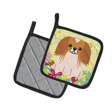 Load image into Gallery viewer, Easter Eggs Pekingnese Red White Pot Holders - Set of 2 - Heat-Resistant Kitchen Essentials BB6103PTHD