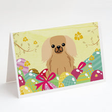 Load image into Gallery viewer, Easter Eggs Pekingese Fawn Sable Greeting Cards -  Blank Note Cards – 8-Pack of Artist-Designed Cards with Envelopes