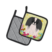 Load image into Gallery viewer, Easter Eggs Pekingnese Black White Pot Holders - Set of 2 - Heat-Resistant Kitchen Essentials BB6105PTHD