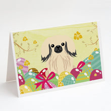 Load image into Gallery viewer, Easter Eggs Pekingese Cream Greeting Cards -  Blank Note Cards – 8-Pack of Artist-Designed Cards with Envelopes