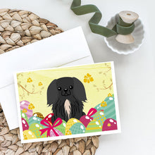 Load image into Gallery viewer, Easter Eggs Pekingese Black Greeting Cards -  Blank Note Cards – 8-Pack of Artist-Designed Cards with Envelopes