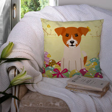 Load image into Gallery viewer, Easter Eggs Jack Russell Terrier Throw Pillow - 14x14 Decorative Pillow – Art for Your Home &amp; Patio BB6108PW1414