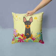 Load image into Gallery viewer, Easter Eggs English Toy Terrier Throw Pillow - 14x14 Decorative Pillow – Art for Your Home &amp; Patio BB6109PW1414