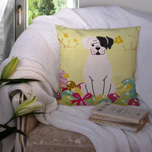 Load image into Gallery viewer, Easter Eggs White Boxer Cooper Throw Pillow - 14x14 Decorative Pillow – Art for Your Home &amp; Patio BB6114PW1414