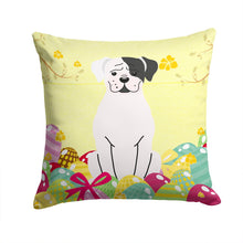 Load image into Gallery viewer, Easter Eggs White Boxer Cooper Throw Pillow - 14x14 Decorative Pillow – Art for Your Home &amp; Patio BB6114PW1414