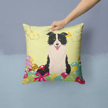 Load image into Gallery viewer, Easter Eggs Border Collie Black White Throw Pillow - 14x14 Decorative Pillow – Art for Your Home &amp; Patio BB6118PW1414