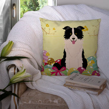 Load image into Gallery viewer, Easter Eggs Border Collie Black White Throw Pillow - 14x14 Decorative Pillow – Art for Your Home &amp; Patio BB6118PW1414