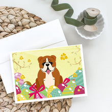 Load image into Gallery viewer, Easter Eggs English Bulldog Red White Greeting Cards -  Blank Note Cards – 8-Pack of Artist-Designed Cards with Envelopes