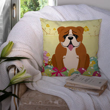 Load image into Gallery viewer, Easter Eggs English Bulldog Red White Throw Pillow - 14x14 Decorative Pillow – Art for Your Home &amp; Patio BB6120PW1414