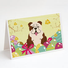 Load image into Gallery viewer, Easter Eggs English Bulldog Brindle White Greeting Cards -  Blank Note Cards – 8-Pack of Artist-Designed Cards with Envelopes