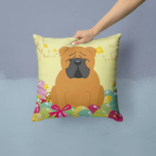 Load image into Gallery viewer, Easter Eggs English Bulldog Red Throw Pillow - 14x14 Decorative Pillow – Art for Your Home &amp; Patio BB6122PW1414