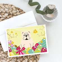Load image into Gallery viewer, Easter Eggs English Bulldog White Greeting Cards -  Blank Note Cards – 8-Pack of Artist-Designed Cards with Envelopes