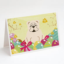 Load image into Gallery viewer, Easter Eggs English Bulldog White Greeting Cards -  Blank Note Cards – 8-Pack of Artist-Designed Cards with Envelopes