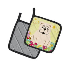 Load image into Gallery viewer, Easter Eggs English Bulldog White Pot Holders - Set of 2 - Heat-Resistant Kitchen Essentials BB6123PTHD
