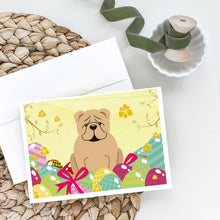 Load image into Gallery viewer, Easter Eggs English Bulldog Fawn Greeting Cards -  Blank Note Cards – 8-Pack of Artist-Designed Cards with Envelopes