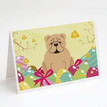 Load image into Gallery viewer, Easter Eggs English Bulldog Fawn Greeting Cards -  Blank Note Cards – 8-Pack of Artist-Designed Cards with Envelopes