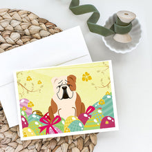 Load image into Gallery viewer, Easter Eggs English Bulldog Fawn White Greeting Cards -  Blank Note Cards – 8-Pack of Artist-Designed Cards with Envelopes
