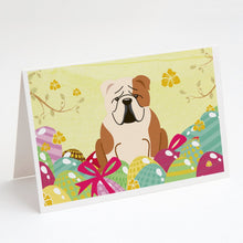 Load image into Gallery viewer, Easter Eggs English Bulldog Fawn White Greeting Cards -  Blank Note Cards – 8-Pack of Artist-Designed Cards with Envelopes