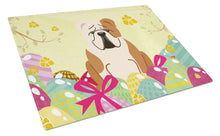 Load image into Gallery viewer, Easter Eggs English Bulldog Fawn White Glass Cutting Boards – Durable, Decorative Kitchen Art Large BB6125LCB