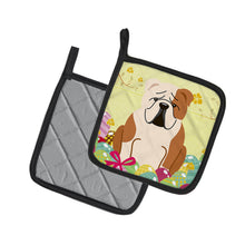 Load image into Gallery viewer, Easter Eggs English Bulldog Fawn White Pot Holders - Set of 2 - Heat-Resistant Kitchen Essentials BB6125PTHD
