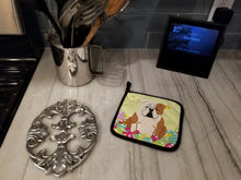 Load image into Gallery viewer, Easter Eggs English Bulldog Fawn White Pot Holders - Set of 2 - Heat-Resistant Kitchen Essentials BB6125PTHD