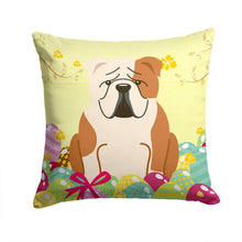 Load image into Gallery viewer, Easter Eggs English Bulldog Fawn White Throw Pillow - 14x14 Decorative Pillow – Art for Your Home &amp; Patio BB6125PW1414