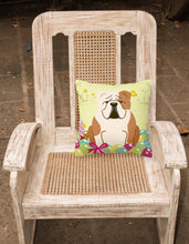 Load image into Gallery viewer, Easter Eggs English Bulldog Fawn White Fabric Decorative Pillow BB6125PW1818