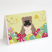 Load image into Gallery viewer, Easter Eggs English Bulldog Grey Brindle  Greeting Cards -  Blank Note Cards – 8-Pack of Artist-Designed Cards with Envelopes