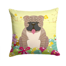 Load image into Gallery viewer, Easter Eggs English Bulldog Grey Brindle  Throw Pillow - 14x14 Decorative Pillow – Art for Your Home &amp; Patio BB6126PW1414