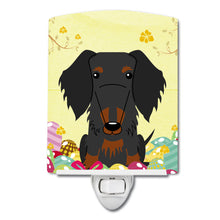 Load image into Gallery viewer, Easter Eggs Wire Haired Dachshund Black Tan Ceramic Night Light BB6127CNL