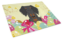 Load image into Gallery viewer, Easter Eggs Wire Haired Dachshund Black Tan Glass Cutting Boards – Durable, Decorative Kitchen Art Large BB6127LCB