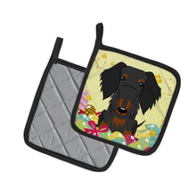 Load image into Gallery viewer, Easter Eggs Wire Haired Dachshund Black Tan Pot Holders - Set of 2 - Heat-Resistant Kitchen Essentials BB6127PTHD