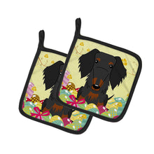 Load image into Gallery viewer, Easter Eggs Wire Haired Dachshund Black Tan Pot Holders - Set of 2 - Heat-Resistant Kitchen Essentials BB6127PTHD